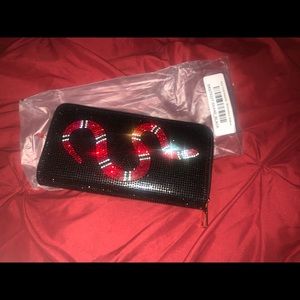 Black sequined snake wallet